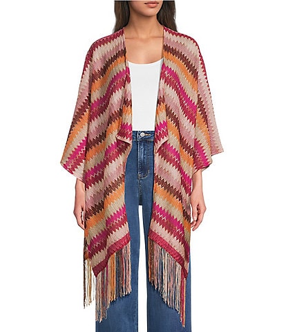 Vince Camuto Multi Striped Fringe Topper