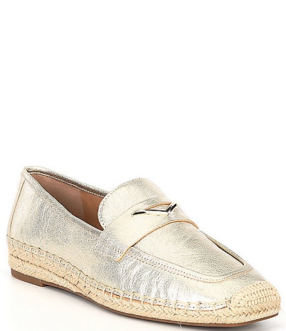 Vince Camuto Myylee Metallic Leather Espadrille Flat Loafers