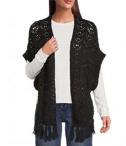 Vince Camuto Novelty Knit Fringe Topper