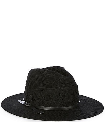 Vince Camuto Packable Vegan Leather Tie Panama Hat
