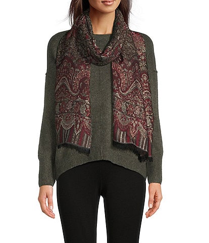 Vince Camuto Paisley Border Metallic Scarf Wrap