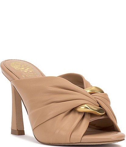 Vince Camuto Patie Leather Knot Detail Dress Slide Sandals