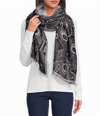 Vince Camuto Peacock Jacquard Scarf Wrap