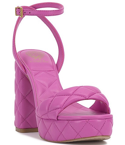 Vince Camuto Pendry Quilted Leather Ankle Strap Block Heel Platform Sandals