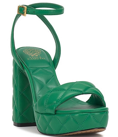 Vince Camuto Pendry Quilted Leather Ankle Strap Block Heel Platform Sandals