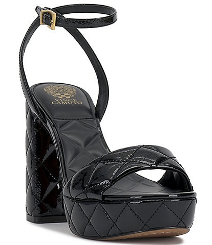 Vince Camuto Pendry Quilted Patent Leather Ankle Strap Block Heel Platform Sandals