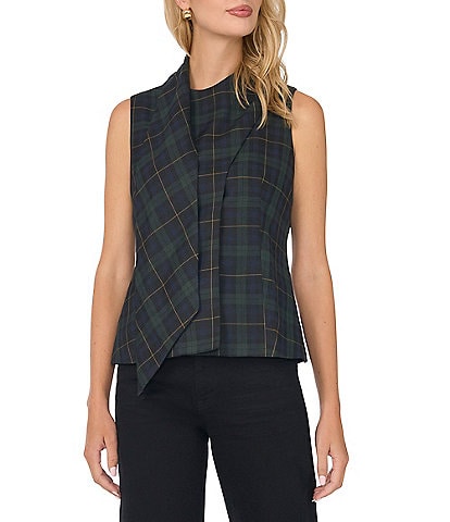Vince Camuto Plaid Vest With Self Wrap Vest