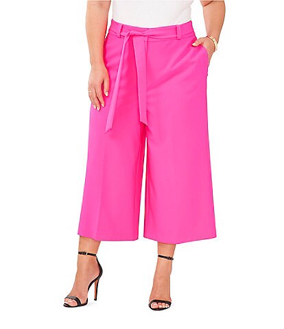 Vince Camuto Plus Size Cropped Belted High Waisted Pants