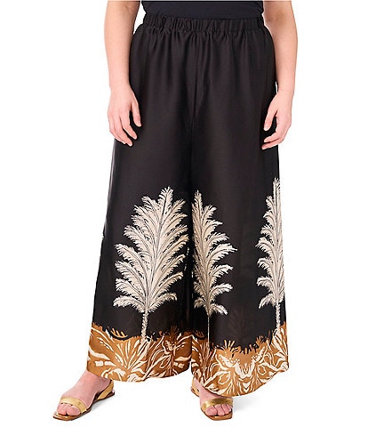 Vince Camuto Plus Size Leaf Printed Wide Leg Coordinating Pants