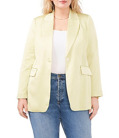 Vince Camuto Plus Size Long Sleeve Single Breasted Satin Blazer