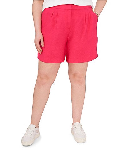 Vince Camuto Plus Size Mid Rise Rumple Twill Shorts