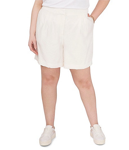 Vince Camuto Plus Size Mid Rise Rumple Twill Shorts