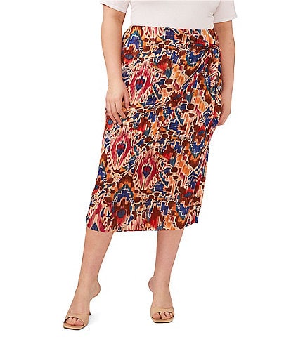 Vince Camuto Plus Size Midi Print Wrap Skirt