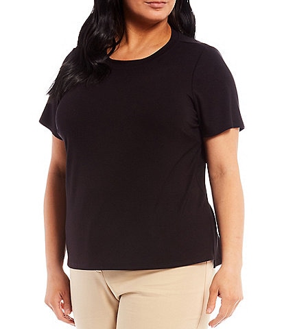 Vince Camuto Plus Size Short Sleeve Crew Neck Solid Knit Tee Shirt