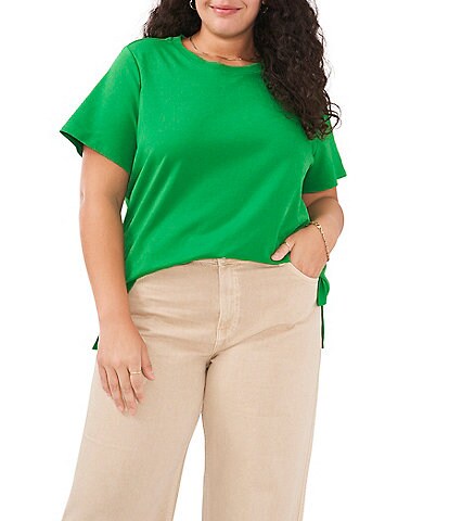 Vince Camuto Plus Size Short Sleeve Crew Neck Solid Knit Top