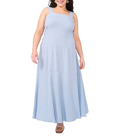 Vince Camuto Plus Size Square Neck Sleeveless Empire Waist Maxi Dress