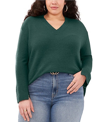 Vince Camuto Plus Size Sweater V-Neck Long Sleeve Pullover