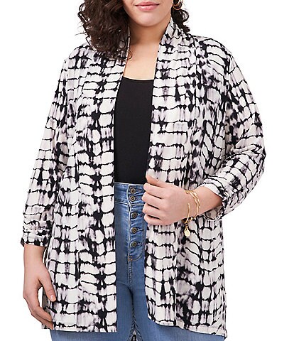 Vince Camuto Plus Size Tie Dye Open Front 3/4 Sleeve Cardigan