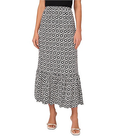 Vince Camuto Printed Midi A-Line Skirt