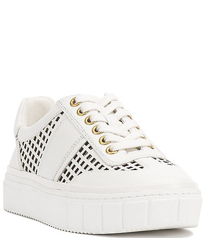 Vince Camuto Raiden Leather Cut-Out Lace-Up Sneakers