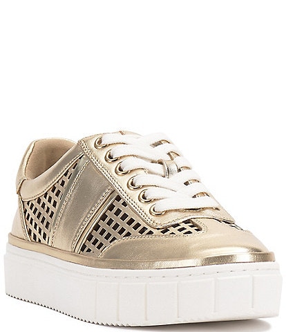 Vince Camuto Raiden Leather Cut-Out Lace-Up Sneakers