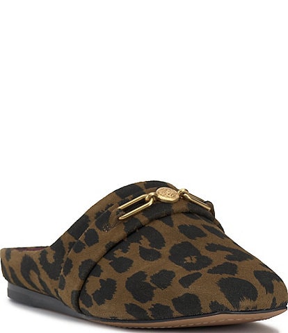 Vince Camuto Rechell Animal Print Flat Suede Mules