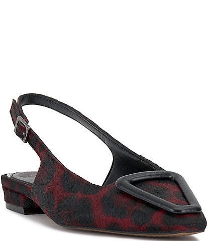 Vince Camuto Savy Leopard Print Calf Hair Slingback Flats