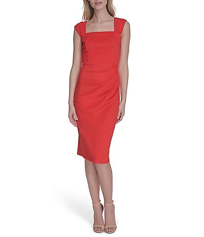 Vince Camuto Scuba Knit Square Neck Sleeveless Bodycon Dress
