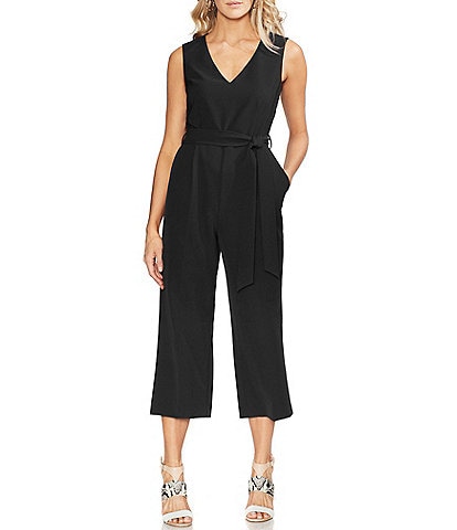 Vince Camuto Sleeveless Belted Wide Leg Crop Jumpsuit
