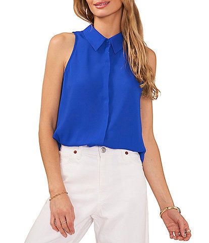 Vince Camuto Sleeveless Point Collar Button Front Blouse