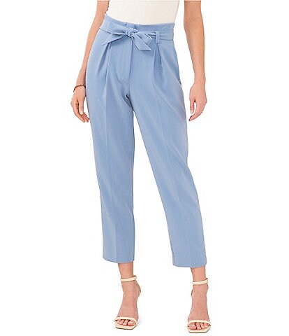Vince Camuto Straight Leg Sander Stretch Tailored Belted Ankle Pants