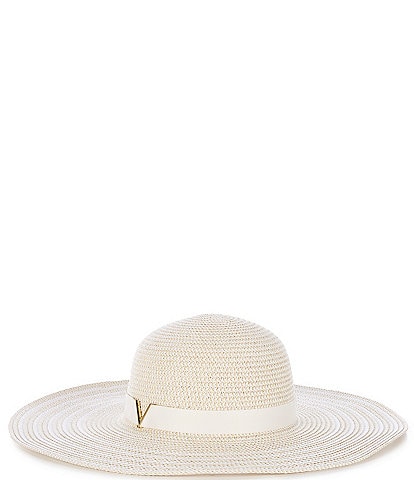Vince Camuto Striped Tweed Straw Floppy Hat