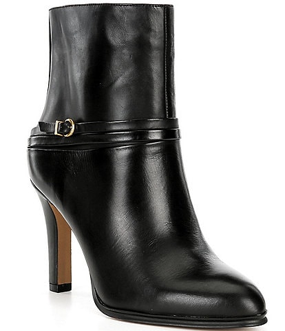 Vince Camuto Sybilla Leather Buckle Hardware Strappy Booties
