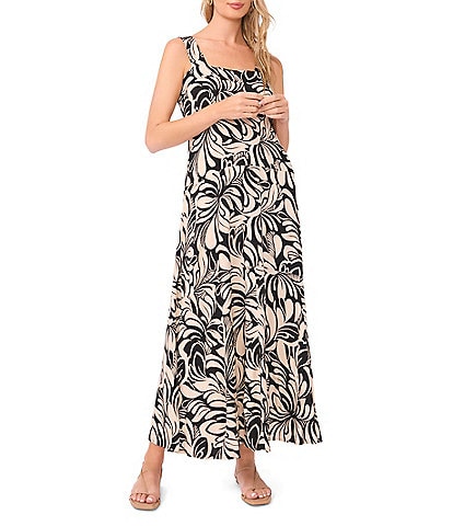 Vince Camuto Thick Strap Square Neck Maxi Dress