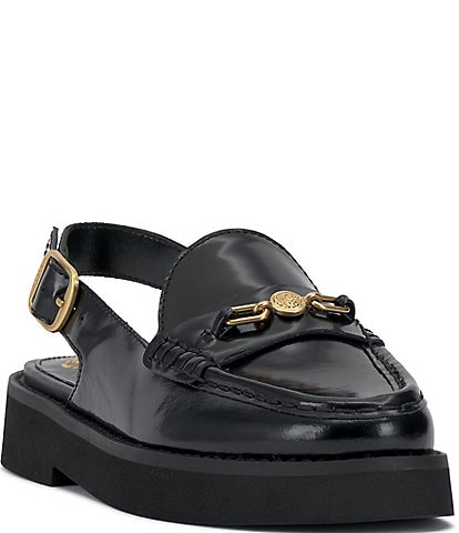 Vince Camuto Torrie Leather Hardware Detail Slingback Loafers