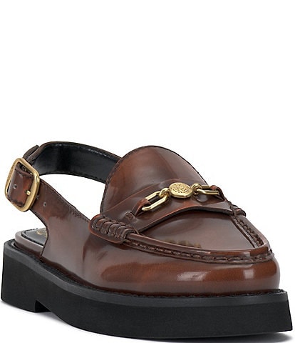 Vince Camuto Torrie Leather Hardware Detail Slingback Loafers