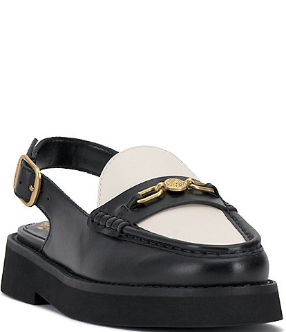 Vince Camuto Torrie Leather Hardware Detail Slingback Loafers