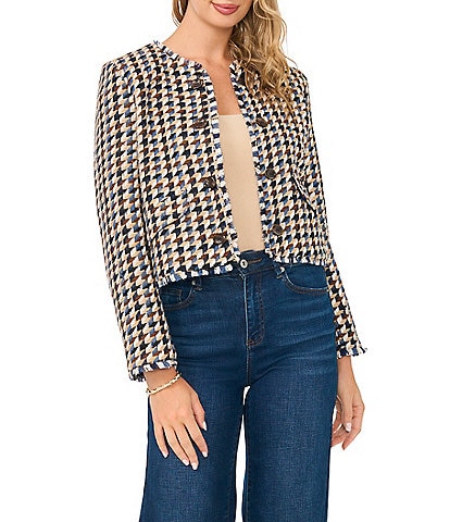 Vince Camuto Tweed Crop Button Front Jacket