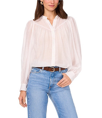 Vince Camuto V-Neck 3/4 Sleeve Button Front Blouse