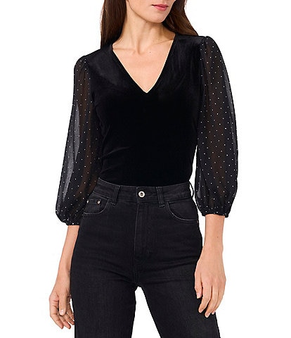 Vince Camuto V-Neck 3/4 Sleeve Top