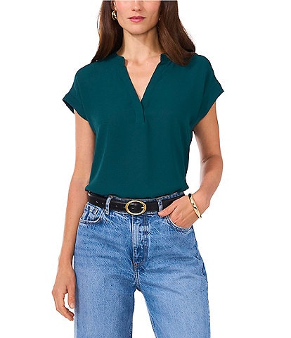 Vince Camuto V Neck Short Sleeve Blouse