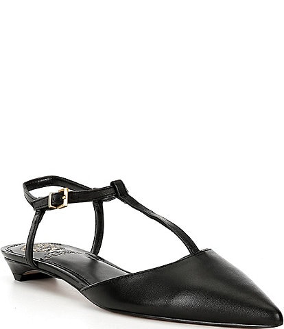 Vince Camuto Varena Leather T-Strap Flats