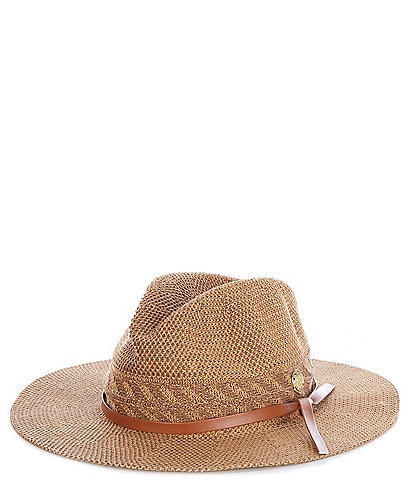 Vince Camuto Vegan Leather Trim Panama Hat