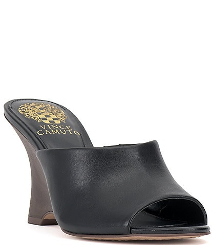 Vince Camuto Vilty Leather Sculpted Wedge Slides