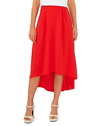 Vince Camuto Washer Twill High-Low Hem Pleat Front Midi Skirt