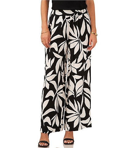 Vince Camuto Wide Leg Floral Print Pull-On Pants