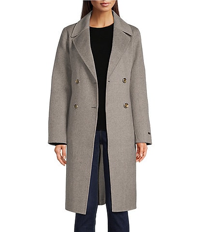 Vince Camuto Wool Double Breasted Notch Collar Button Front Walker Coat