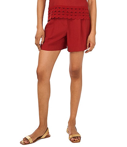 Vince Camuto Woven Pleated Elastic Back Waistband Shorts