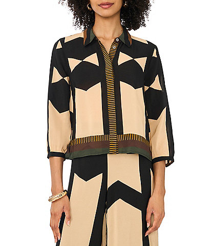 Vince Camuto Woven Short Sleeve Printed Coordinating Top