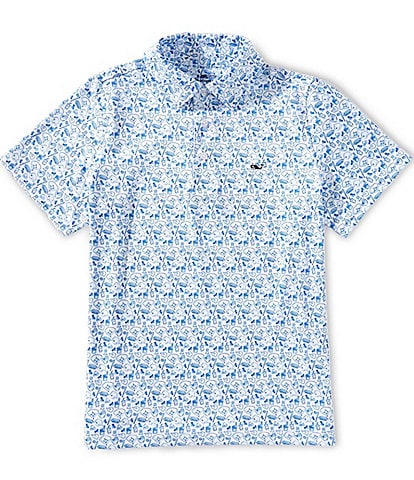 Vineyard Vines Big Boys 8-20 Sankaty Baseball Print Polo Shirt